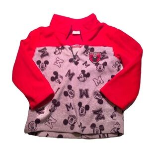 Disney Fleece Zip Sweater 3T Red Mickey Print